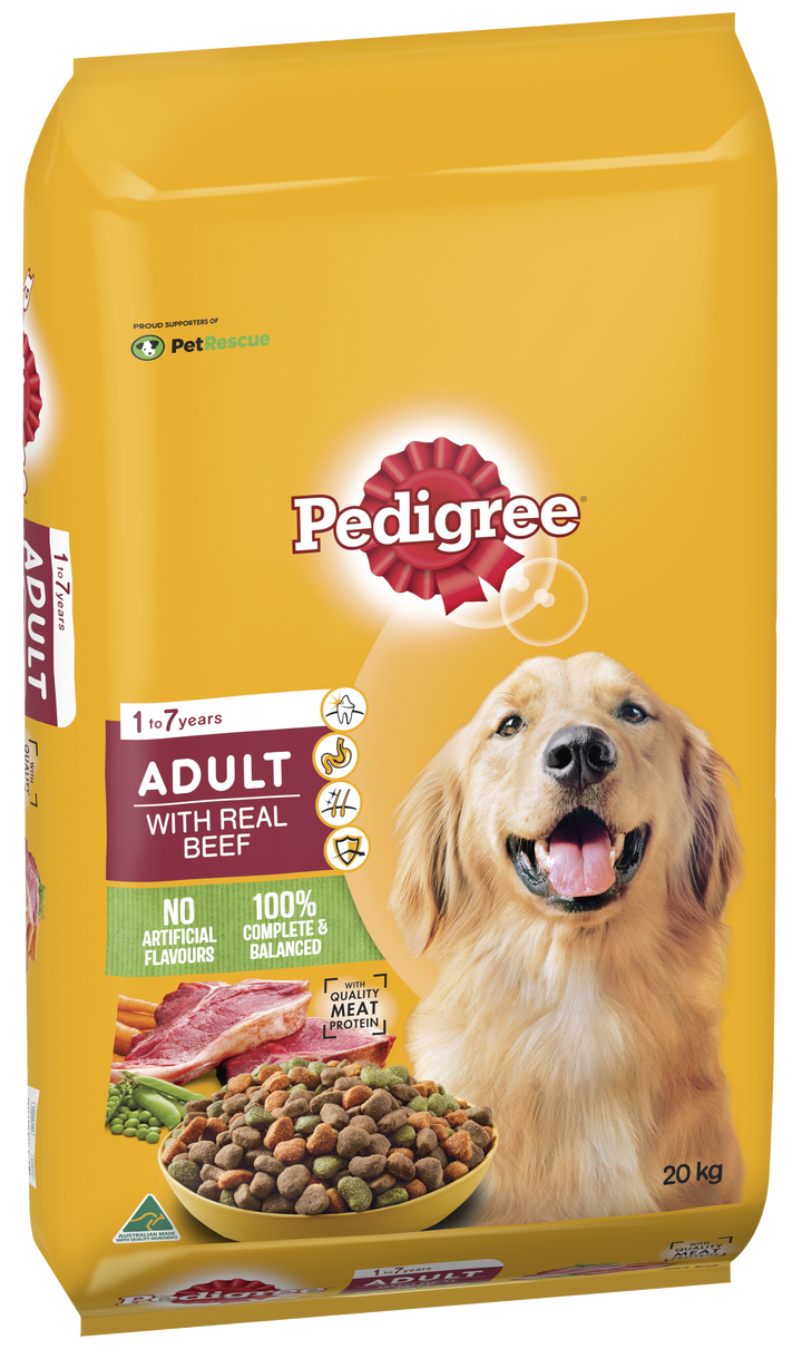 Pedigree Adult Real Beef Dry Dog Food - 20kg