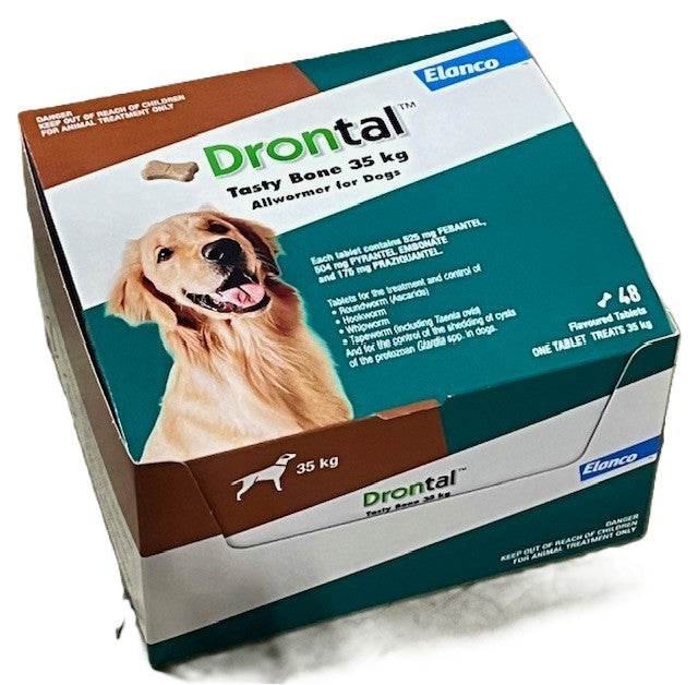 Drontal Tasty Bone Large Dog Worming Tablets 35kg – 48 Pack
