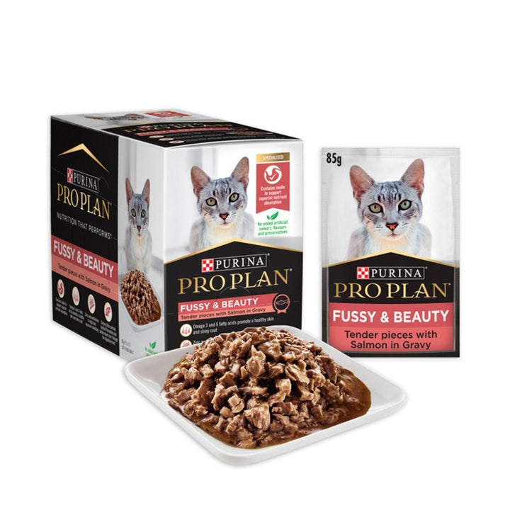 Proplan Fussy & Beauty Wet Cat Food - 12 x 85g - Pet Supply