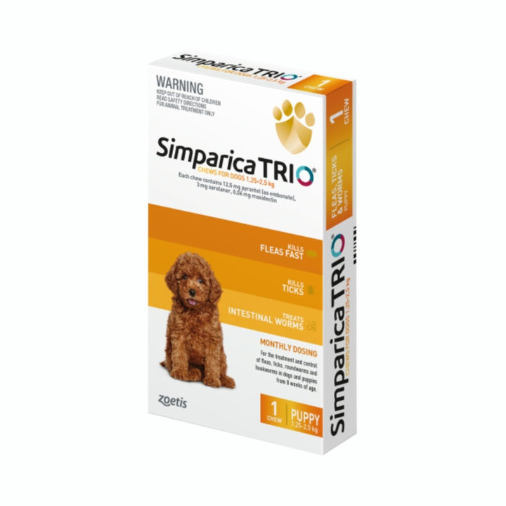 Simparica Trio Flea, Tick & Worm Treatment (1 pack) - Pet Supply