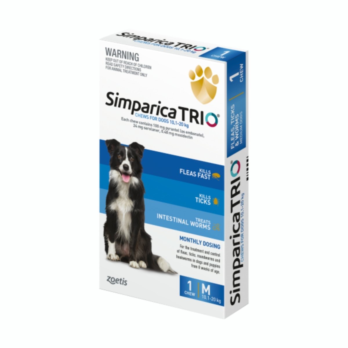 Simparica Trio Flea, Tick & Worm Treatment (1 pack) - Pet Supply