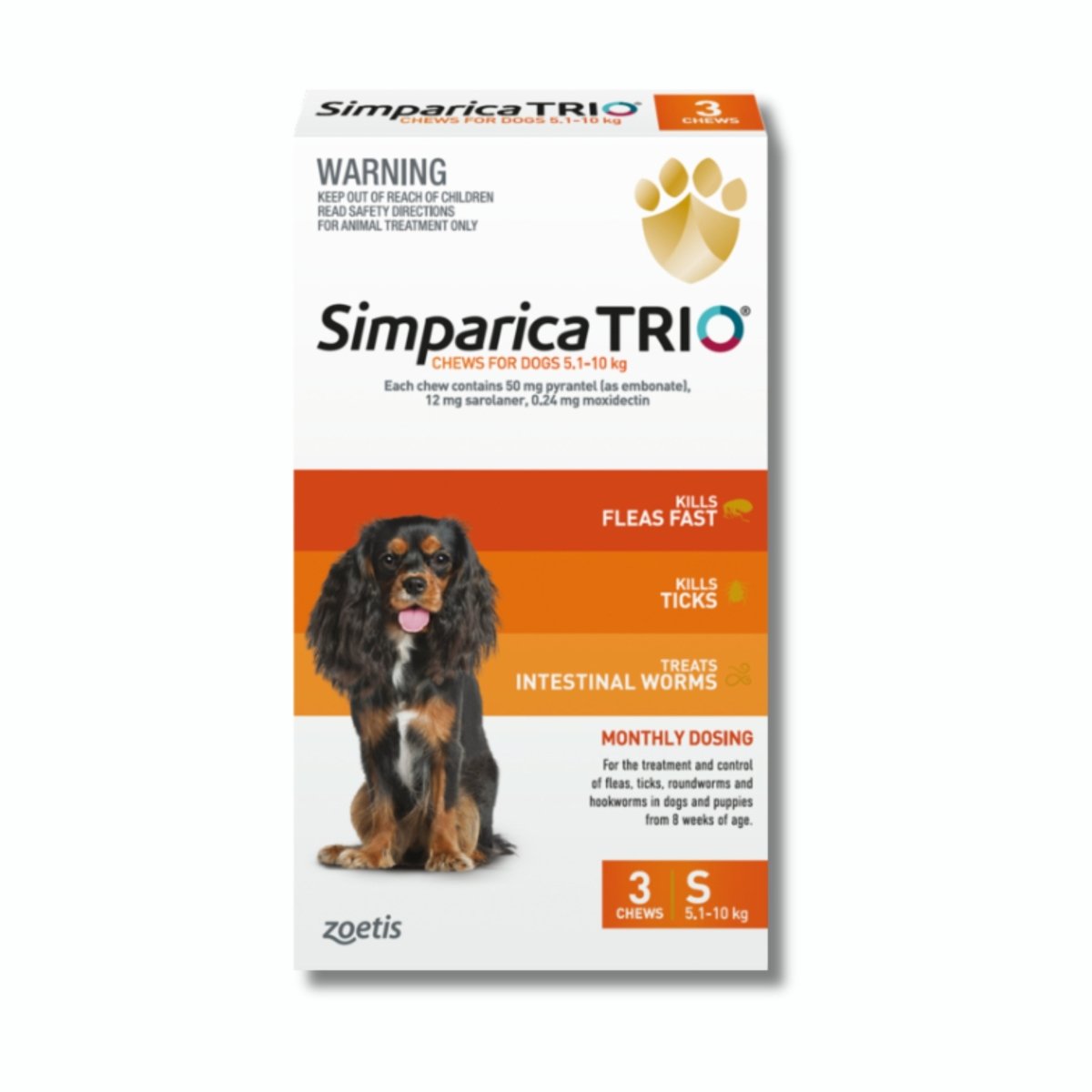 Simparica Trio Flea, Tick & Worm Treatment (3 pack) S