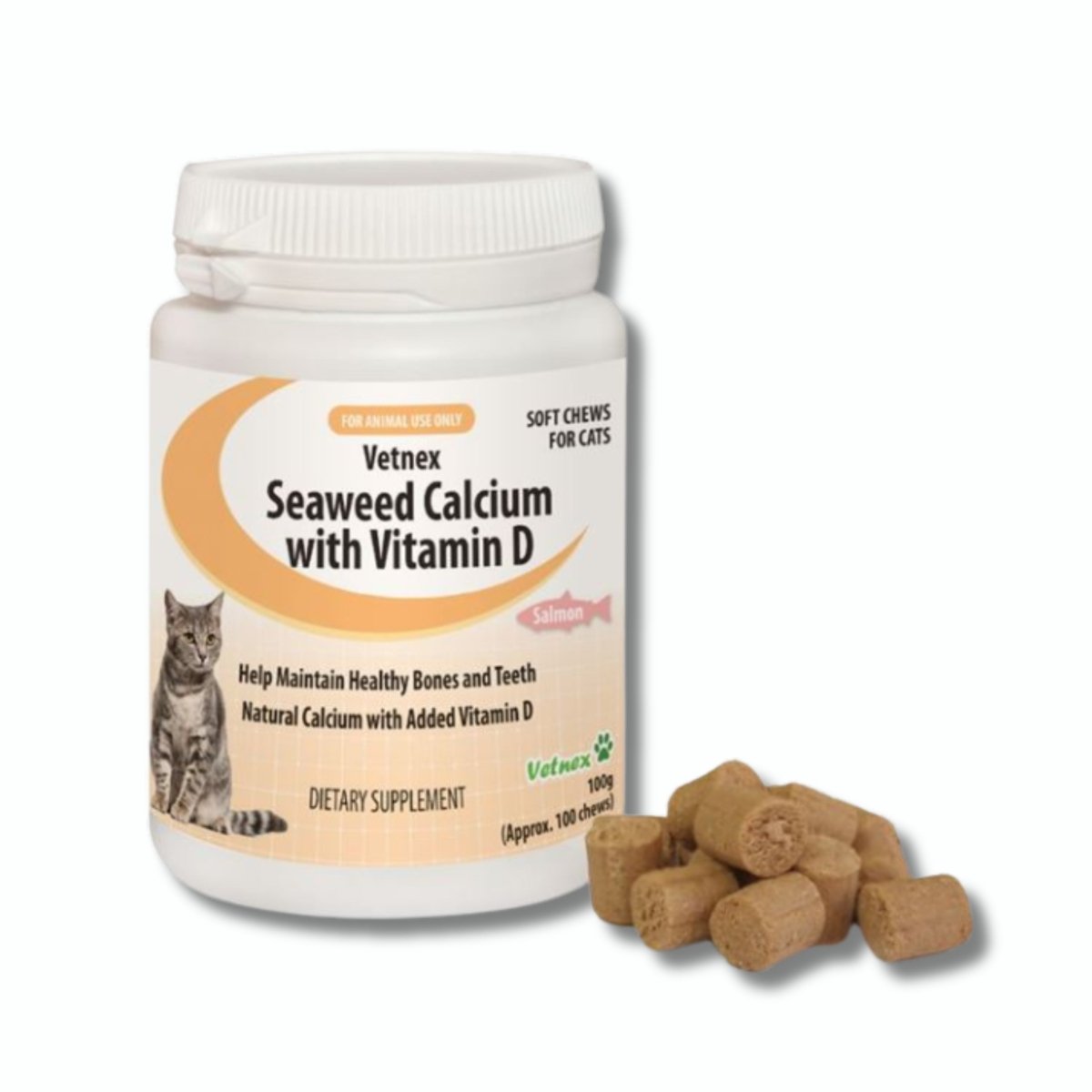 Vetnex Seaweed Calcium Vit D Cat Chews - 100 Pack - Pet Supply