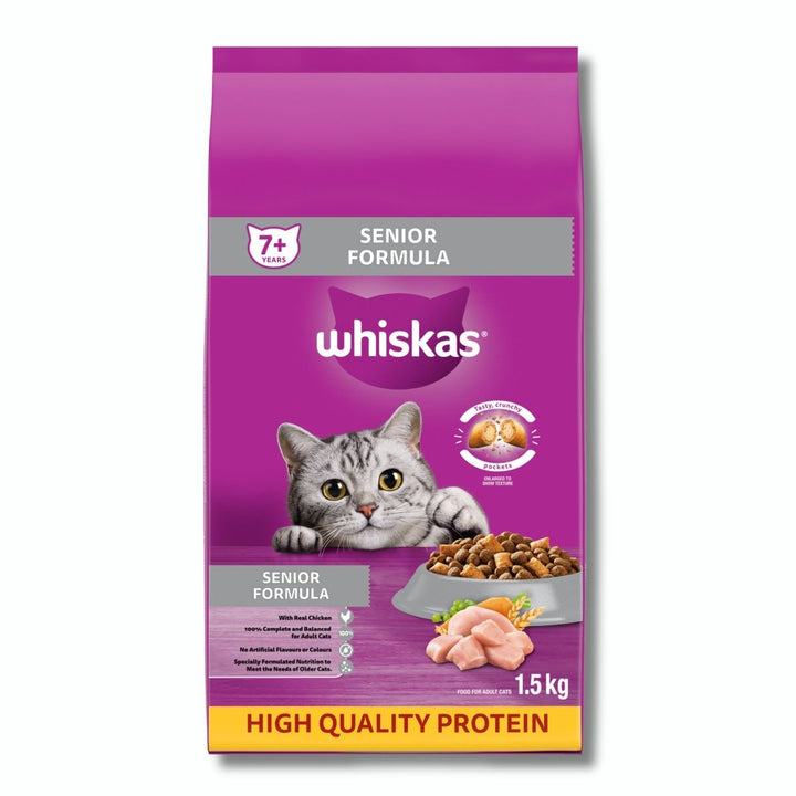 Whiskas Feline Senior Dry Cat Food (1.5kg) - Pet Supply