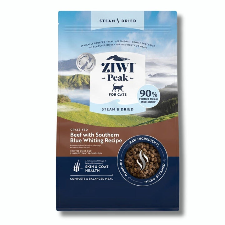 Ziwi Peak Steam Dried Beef Cat Food - 2.2kg & 800g - Pet Supply